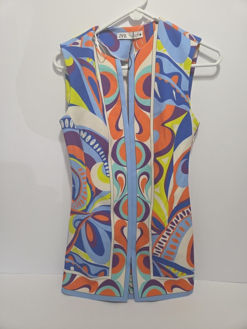 Zara Women's Mini Shift Dress Small Psychedelic Abstract Print Multicolor NWOT